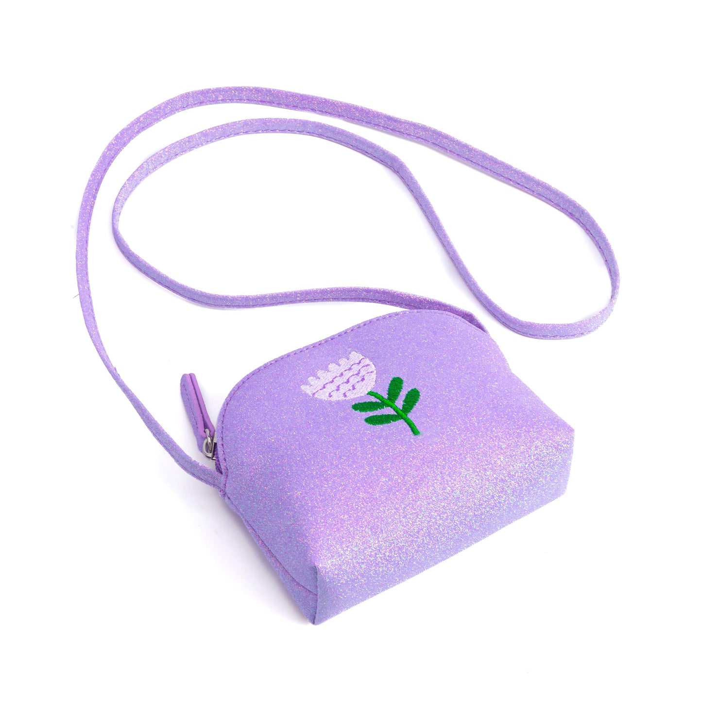 Sparkly Glitter Leather Purse with Flower Embroidery for Little Girls, Toddler (Ages 2-8)