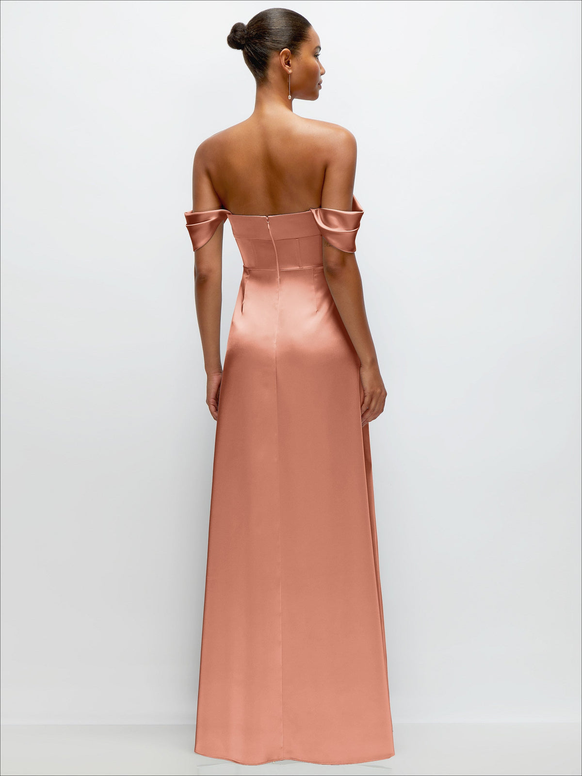 A-Line Satin Maxi Dress with Convertible Off-the-Shoulder or Strapless Looks