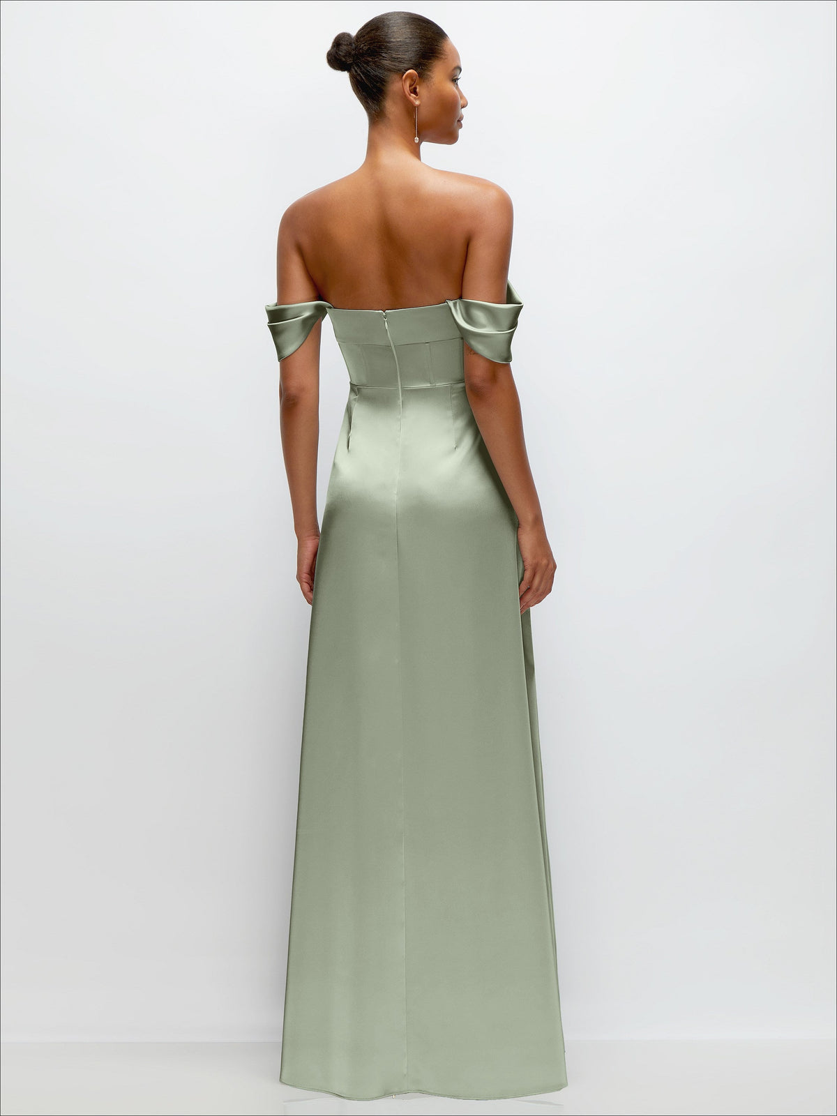 A-Line Satin Maxi Dress with Convertible Off-the-Shoulder or Strapless Looks