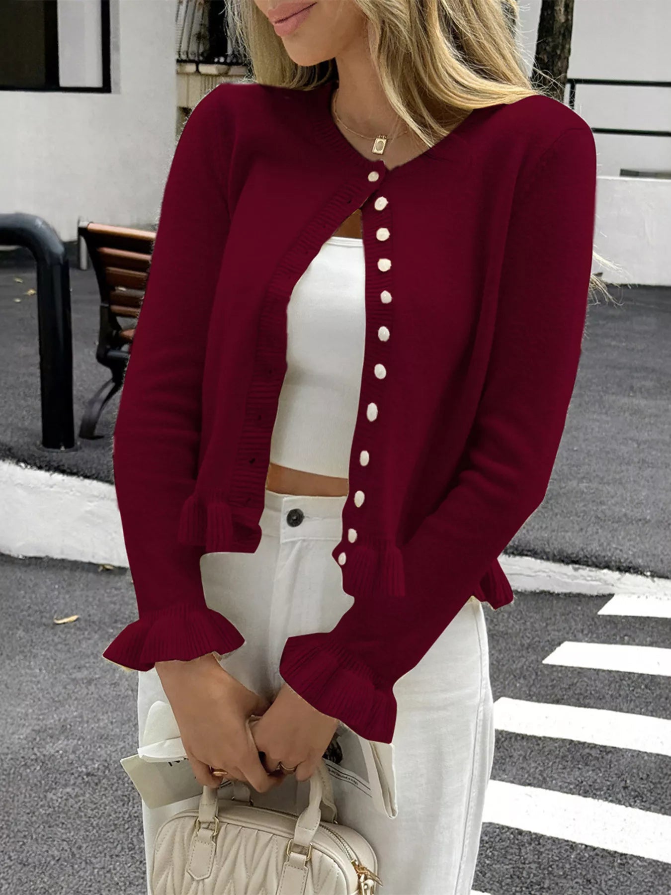 Lovely Ruffled Knit Cardigan