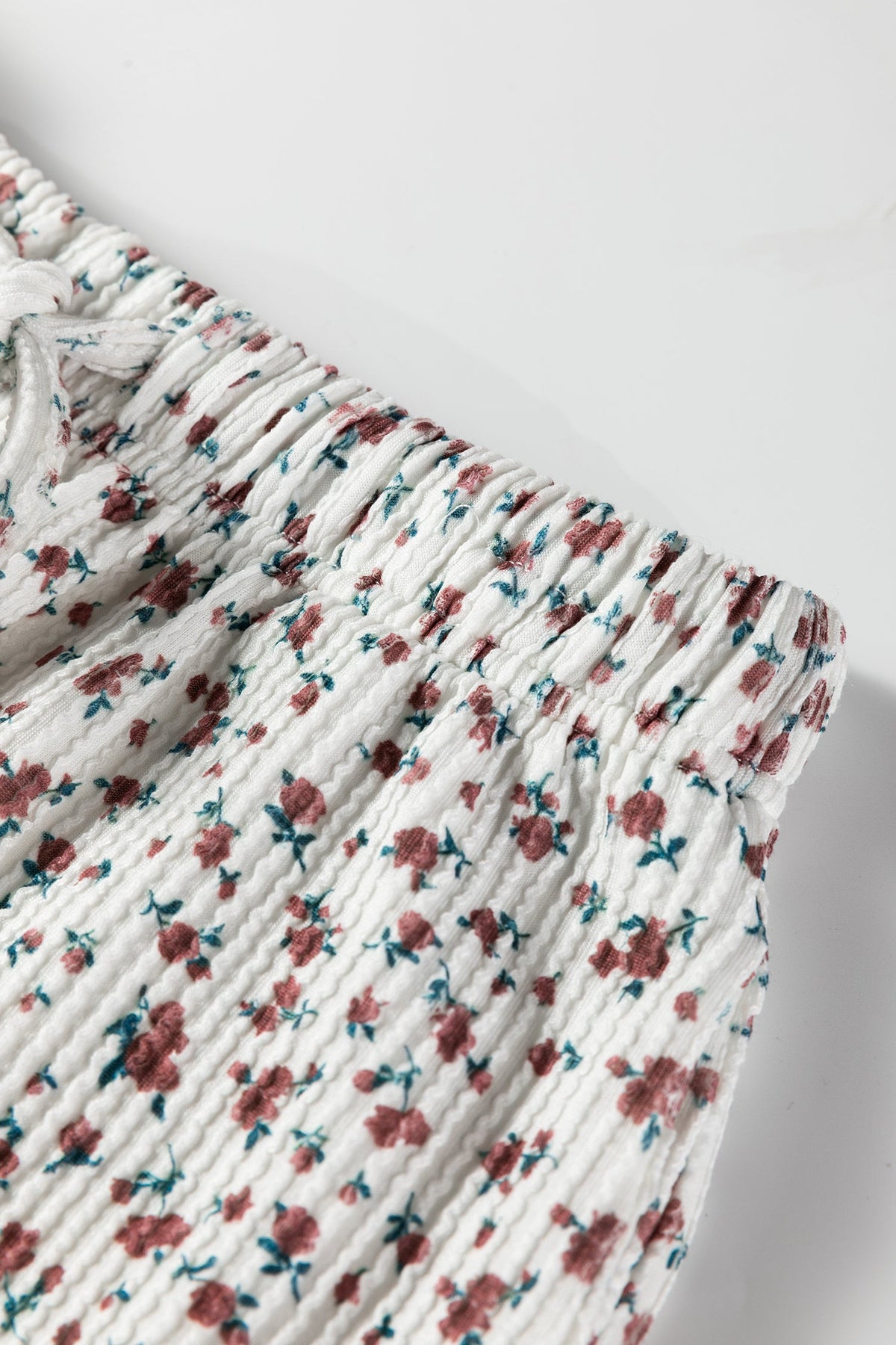 Floral Henley Top and  Drawstring Shorts Set