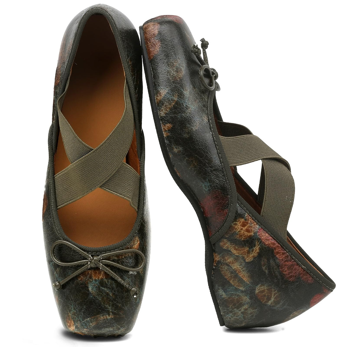 Ballet Flats Square Toe Criss Cross Straps