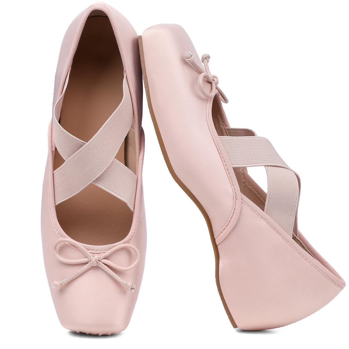 Ballet Flats Square Toe Criss Cross Straps