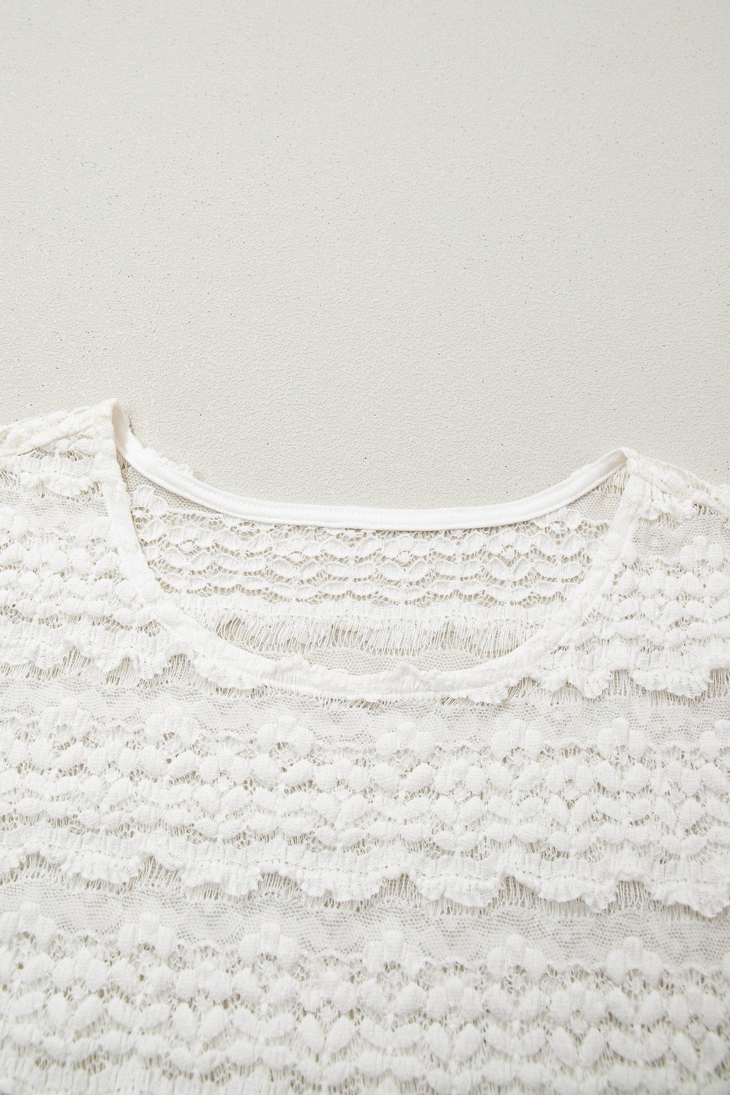 White Sheer Lace Short Sleeve Top