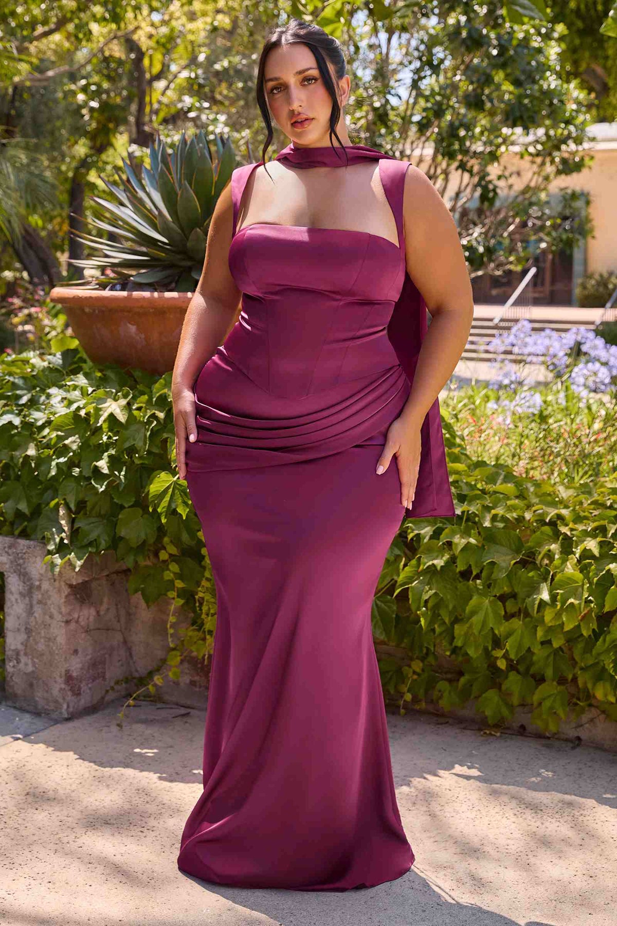 Satin Two Piece Fitted Gown