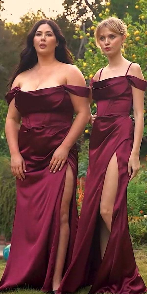 Satin Off the Shoulder Corset Satin Gown