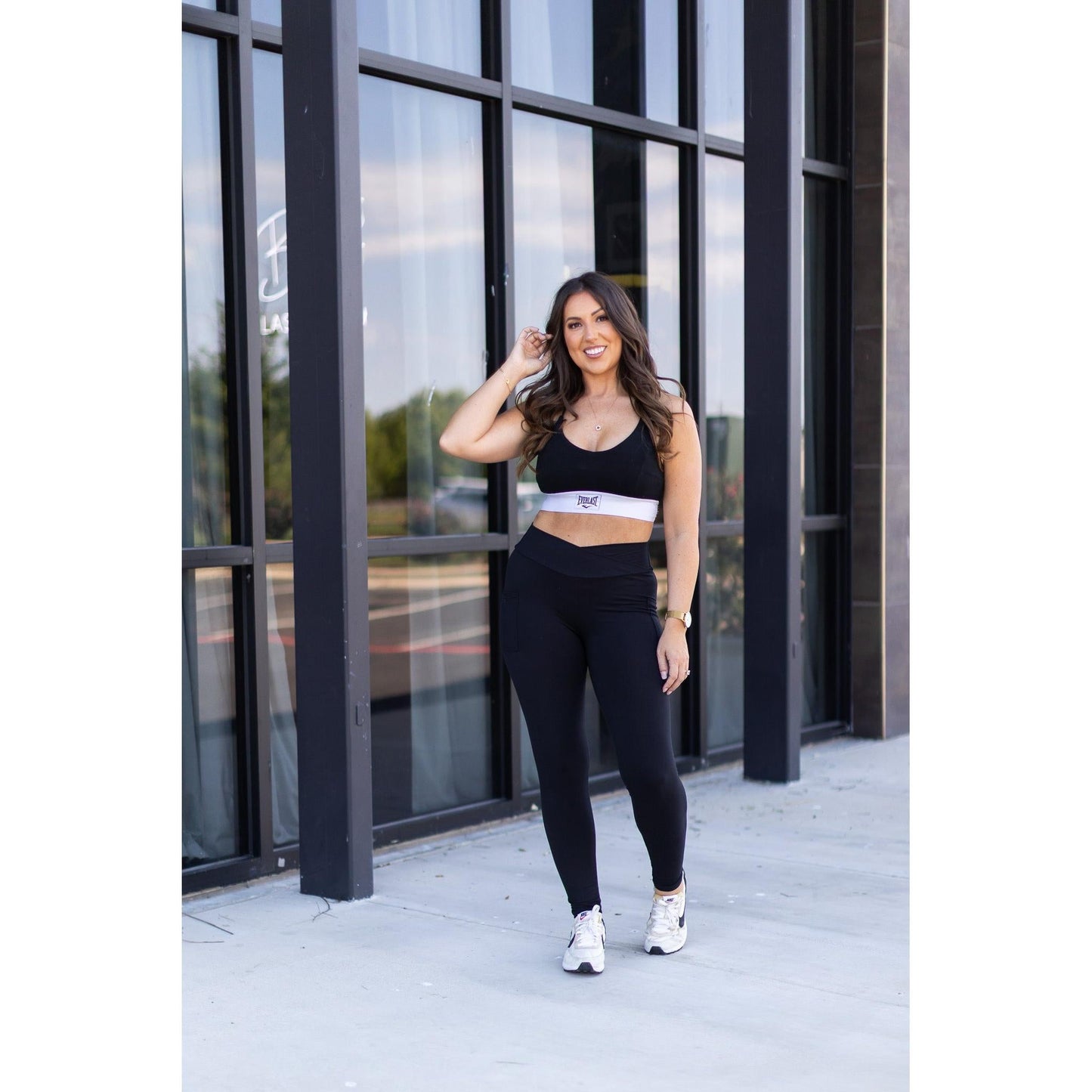 Stephanie - Crossover BLACK Pocket Full Length Leggings