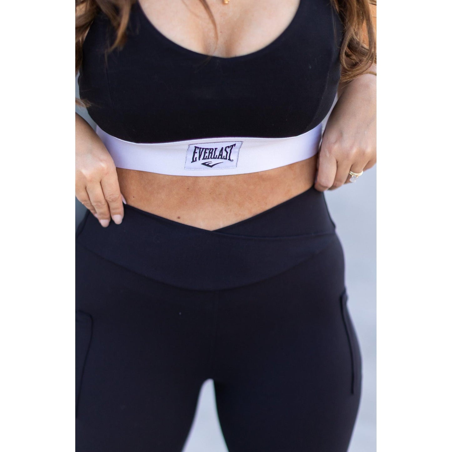 Stephanie - Crossover BLACK Pocket Full Length Leggings