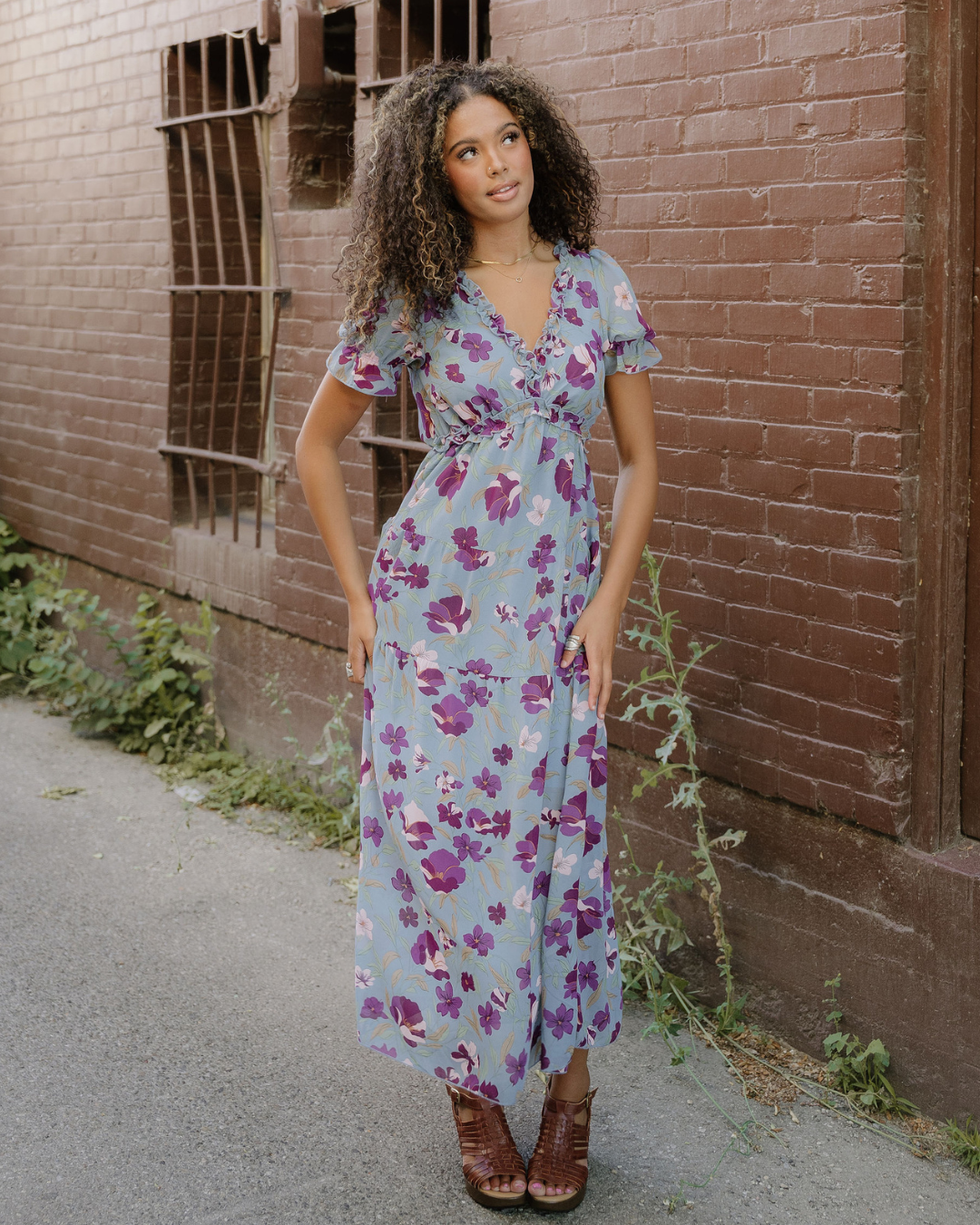 Haisley V Neck Short Sleeve Maxi Dress