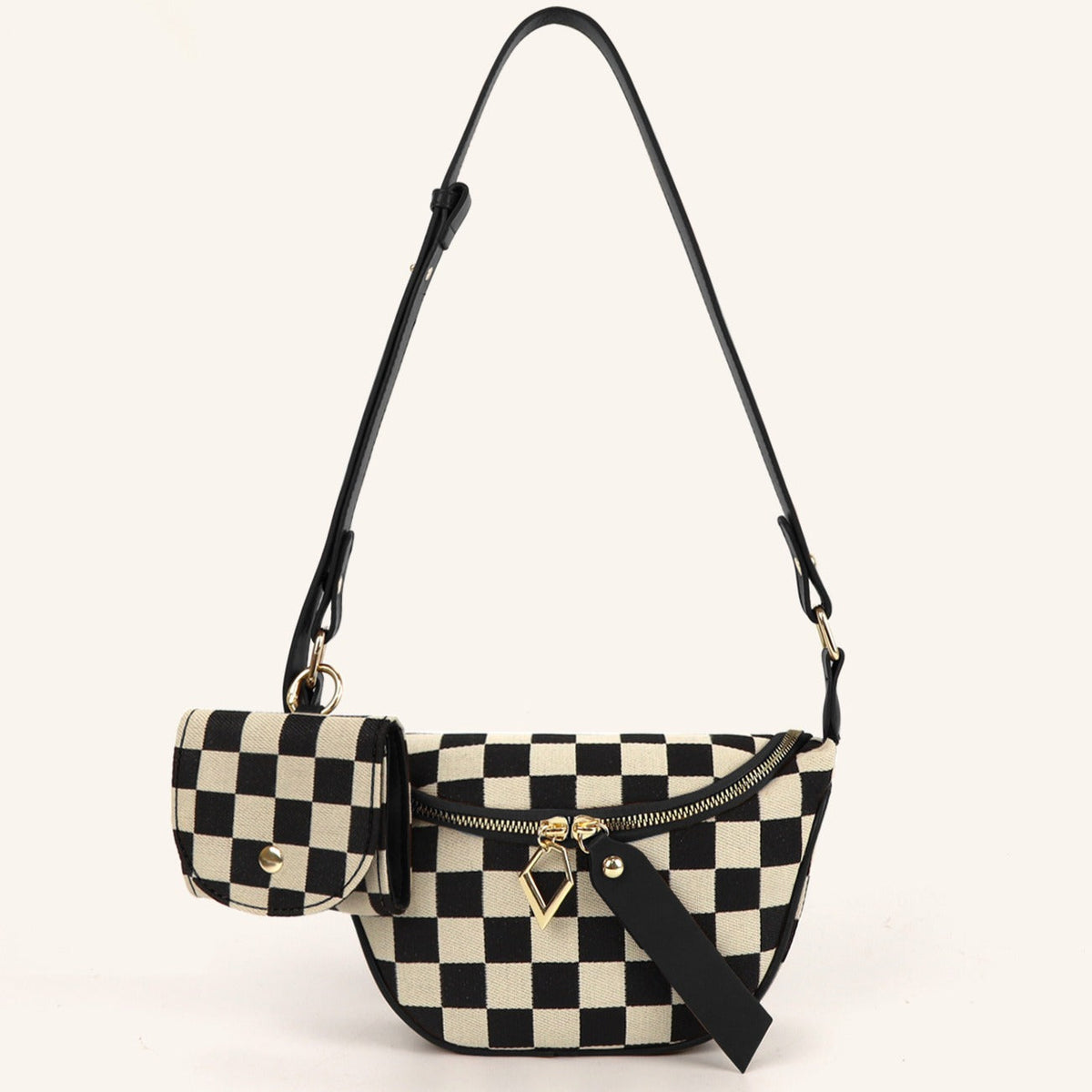 Small Crossbody Bag – Versatile Commute with Checkerboard Canvas