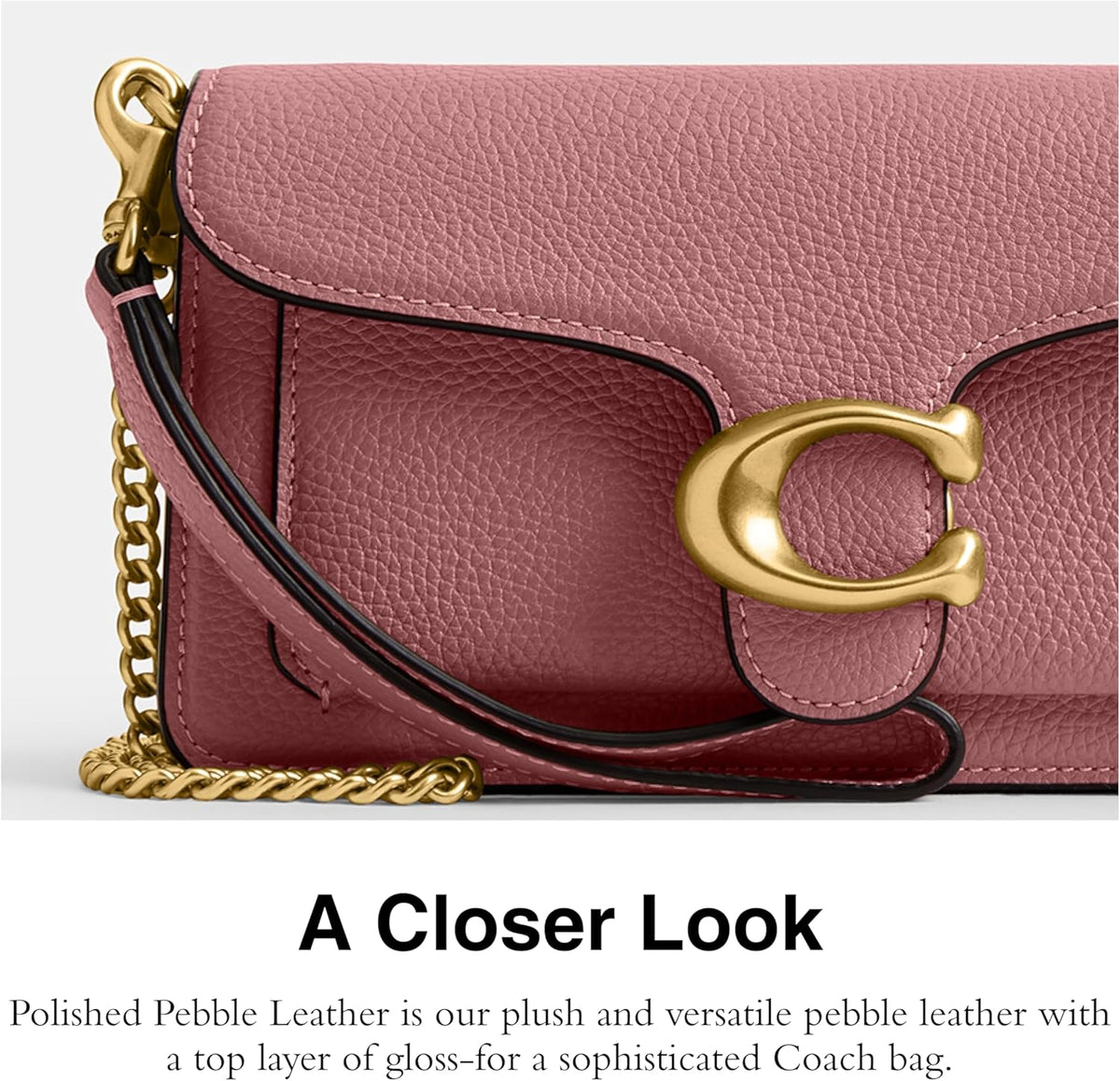 Polished Pebbled Leather Tabby Chain Crossbody