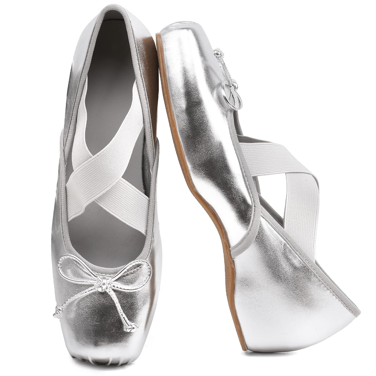 Ballet Flats Square Toe Criss Cross Straps