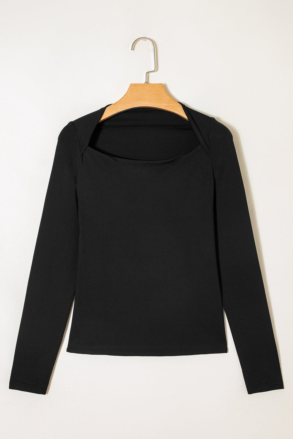 Solid Boat Neck Long Sleeve Top