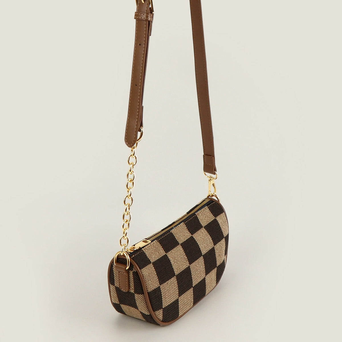 Small Crossbody Bag – Versatile Commute with Checkerboard Canvas