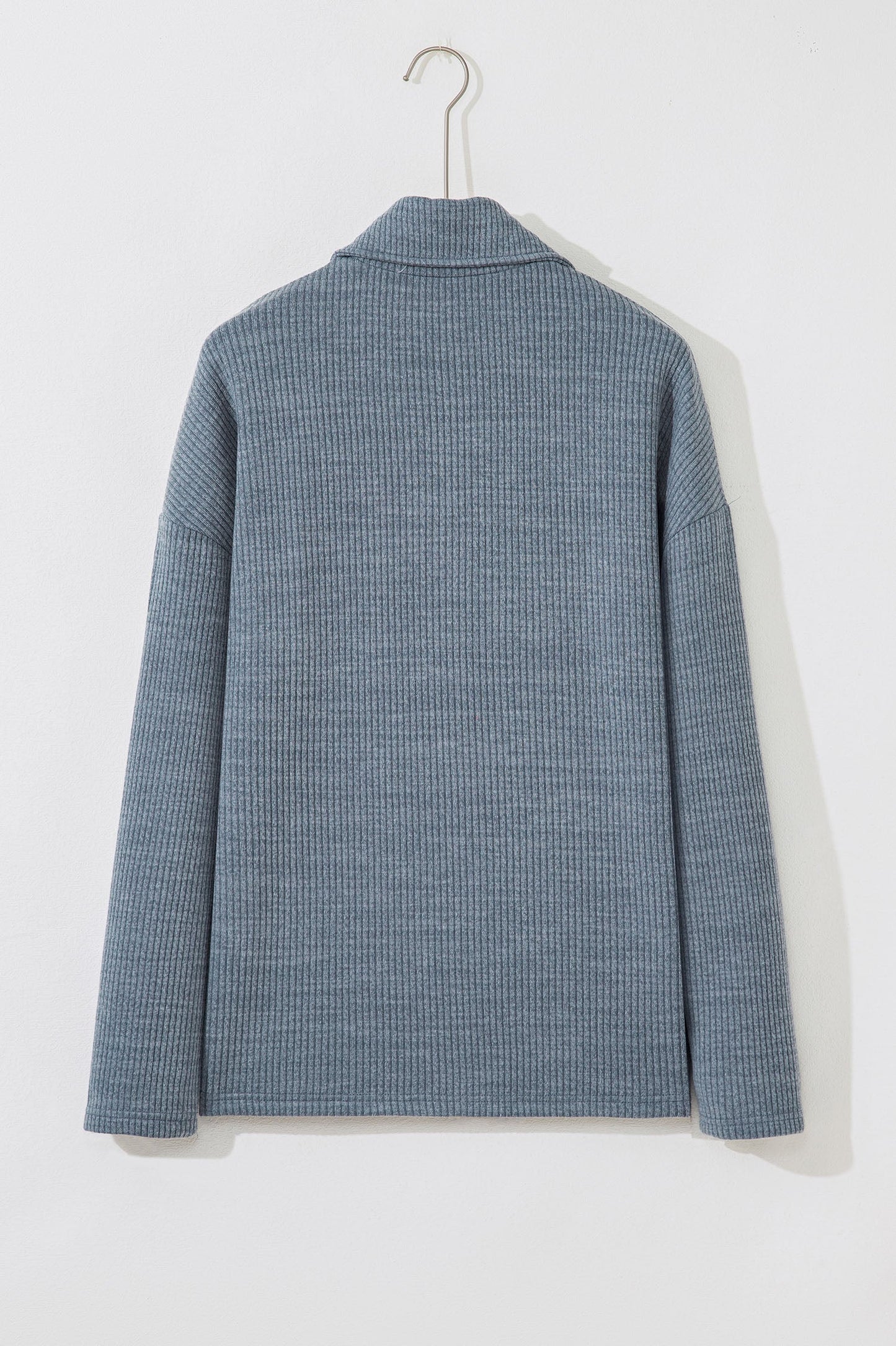 Ribbed Knit Flap Pocket Button-Up Shacket