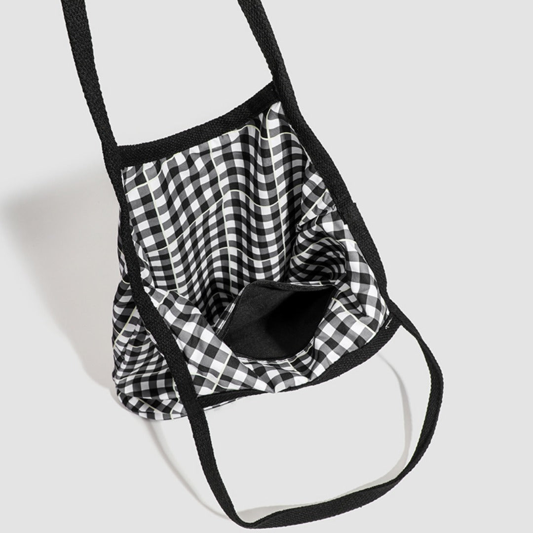 canvas plaid hobo bag