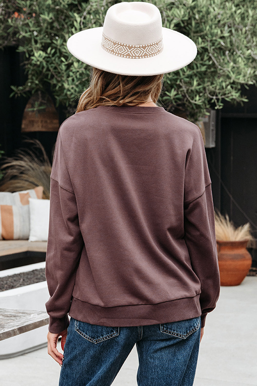 Bow Tie Contrast Terry Drop Shoulder Sweatshirt