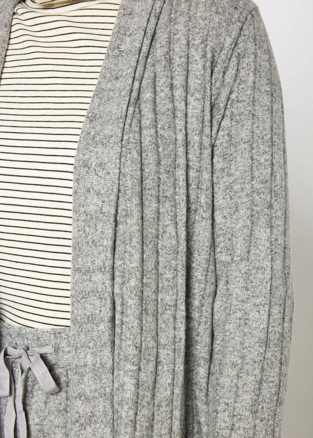 Pleione Women's Cozy Ribbed Longline Cardigan in Dove