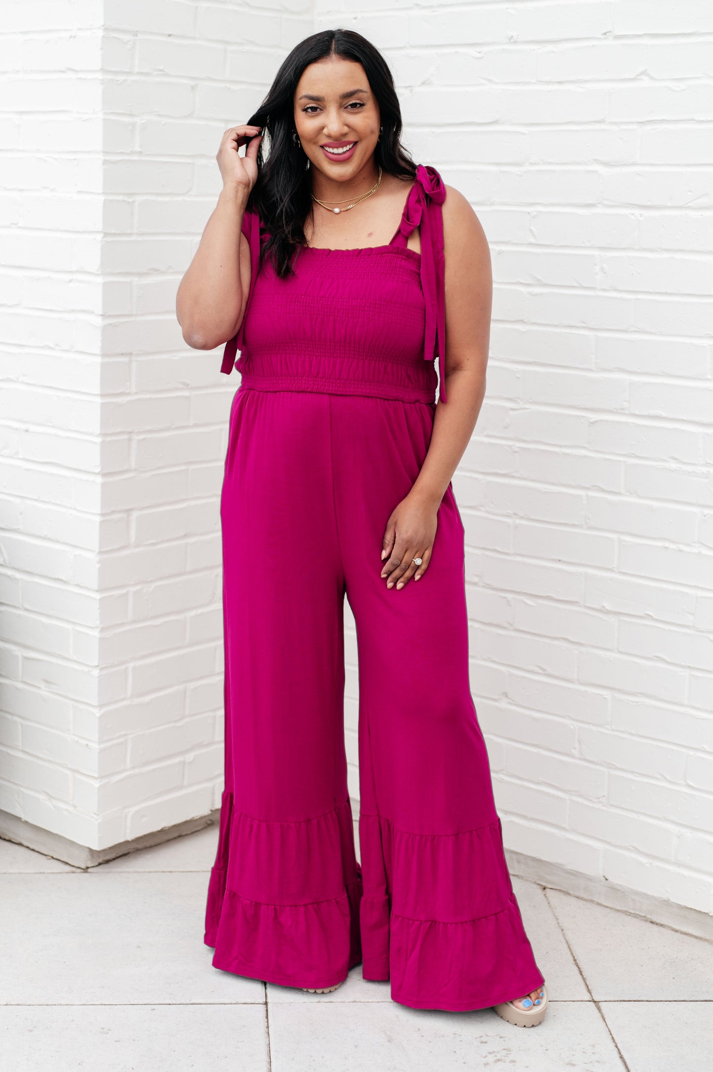 Pink Flared Jumpsuit