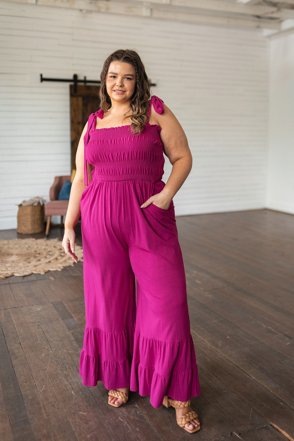Pink Flared Jumpsuit