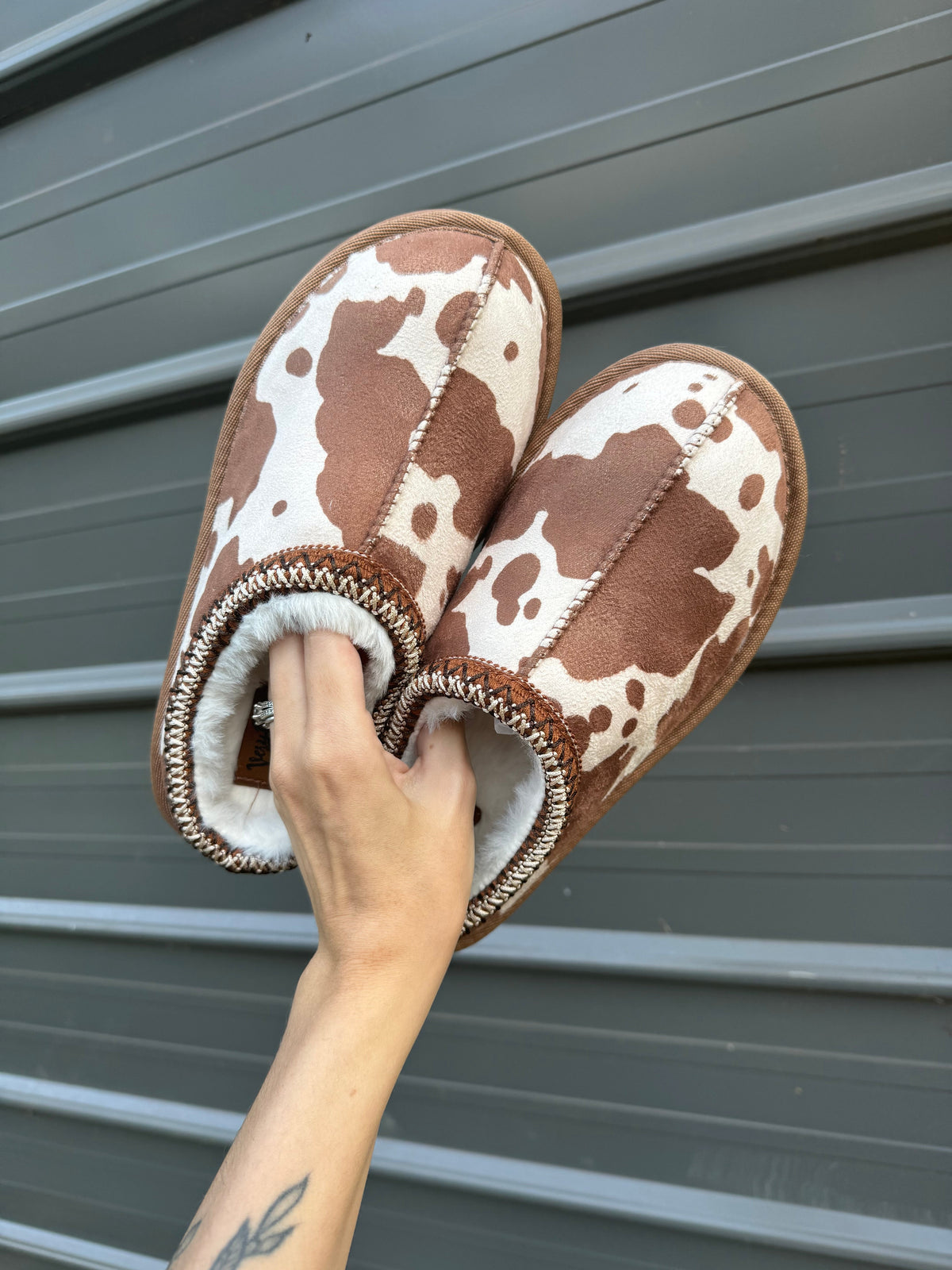Cow Print Bruin Slippers | Cozy Women's Slip-On Slippers