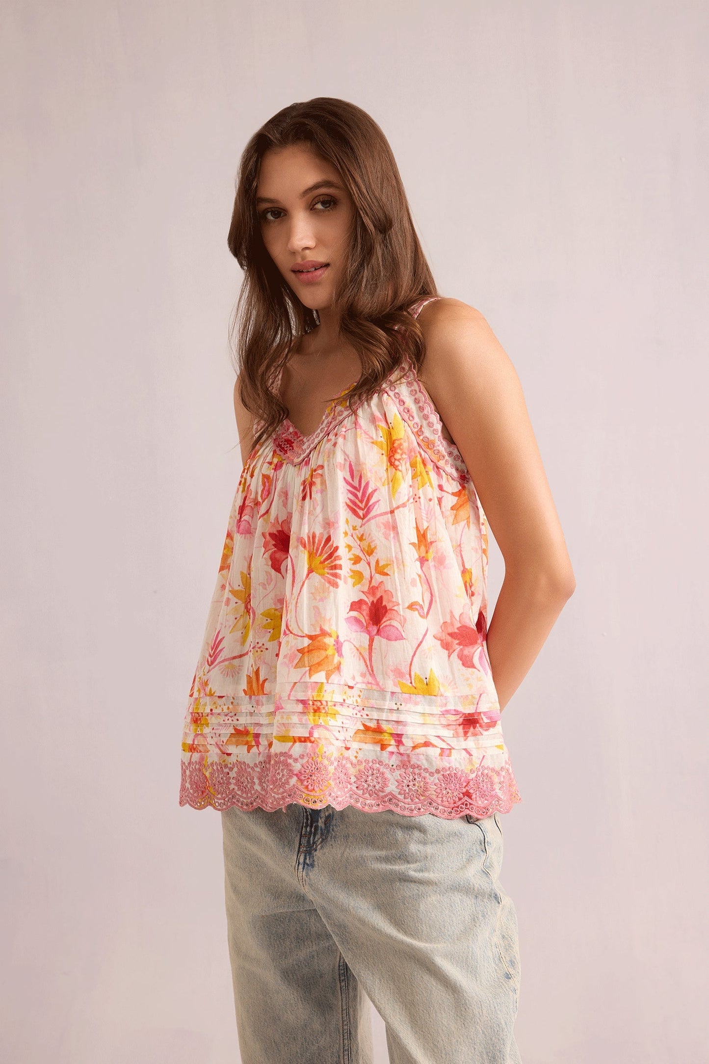 Cotton Caroline's Carefree Top In Pink