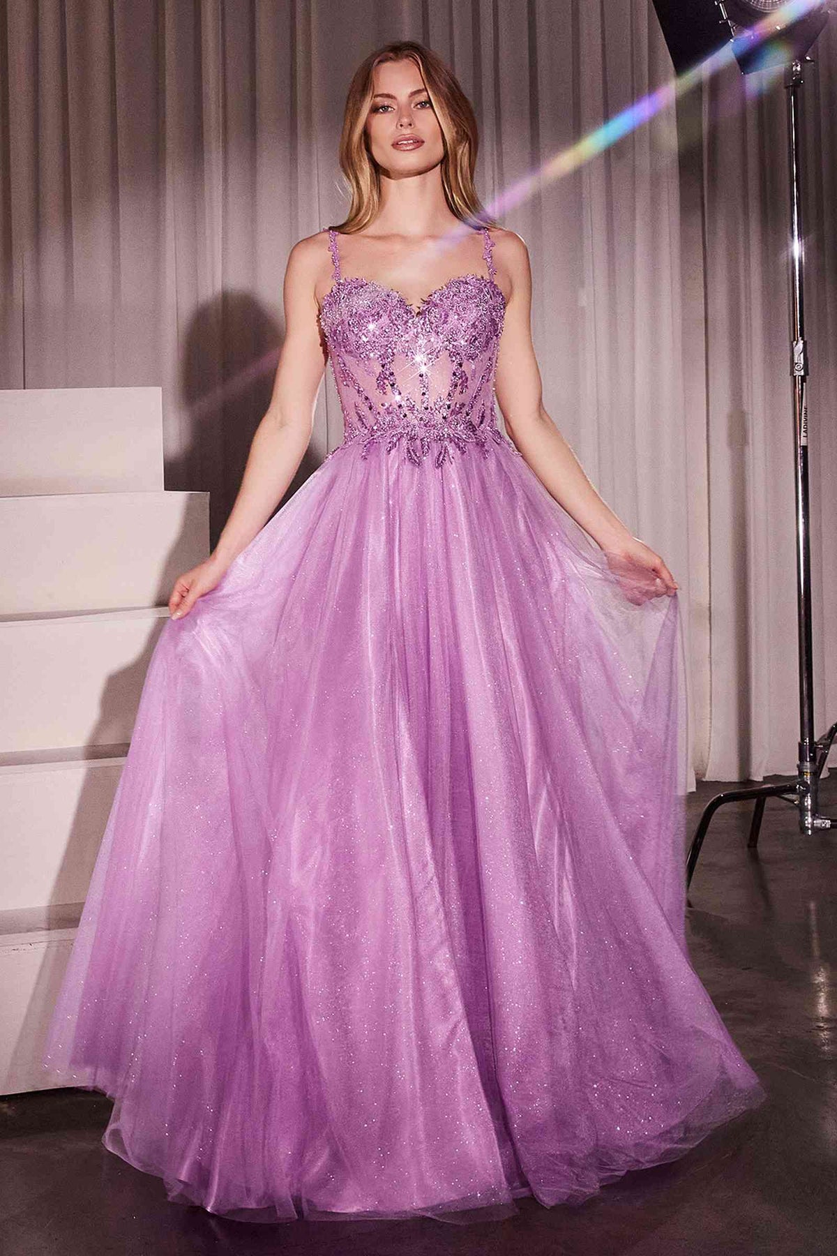 Long Lace and Tulle A-Line Ball Gown