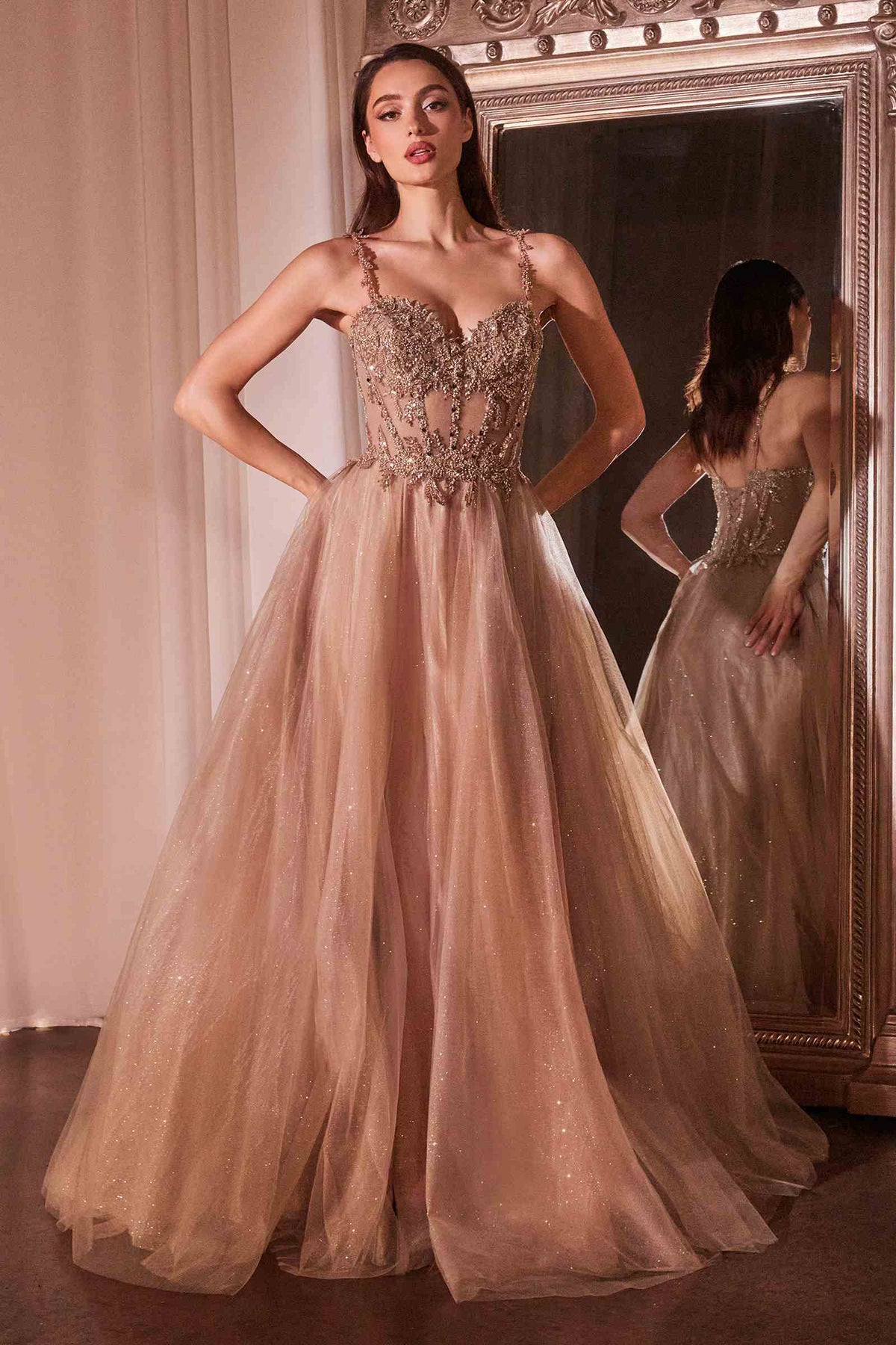 Long Lace and Tulle A-Line Ball Gown