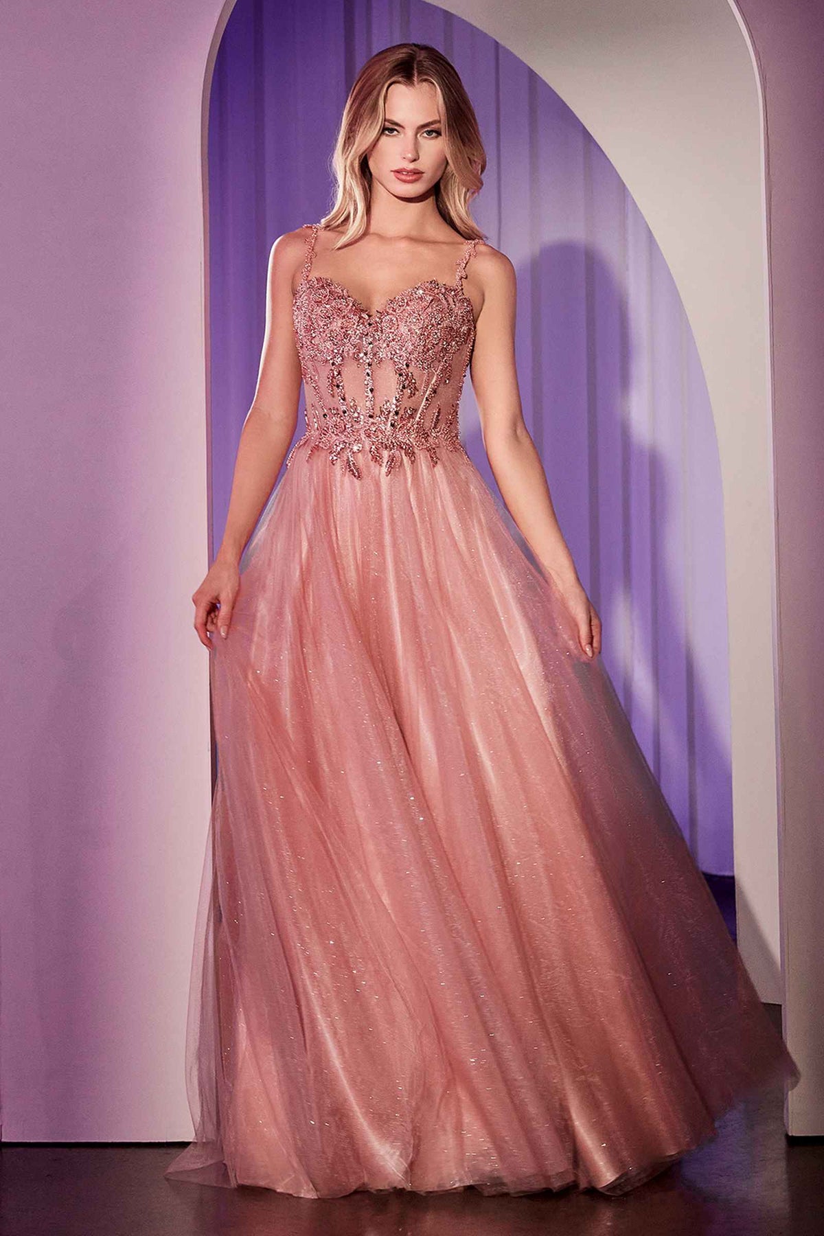 Long Lace and Tulle A-Line Ball Gown