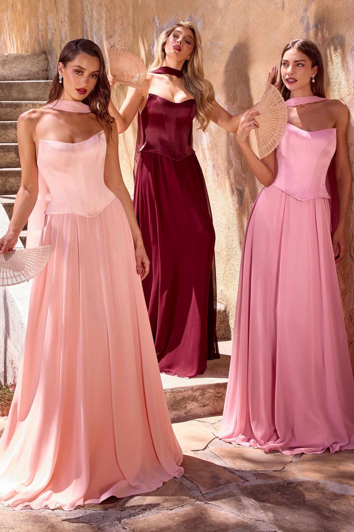 Strapless Curved Neckline Boned Bodice A-line Gown