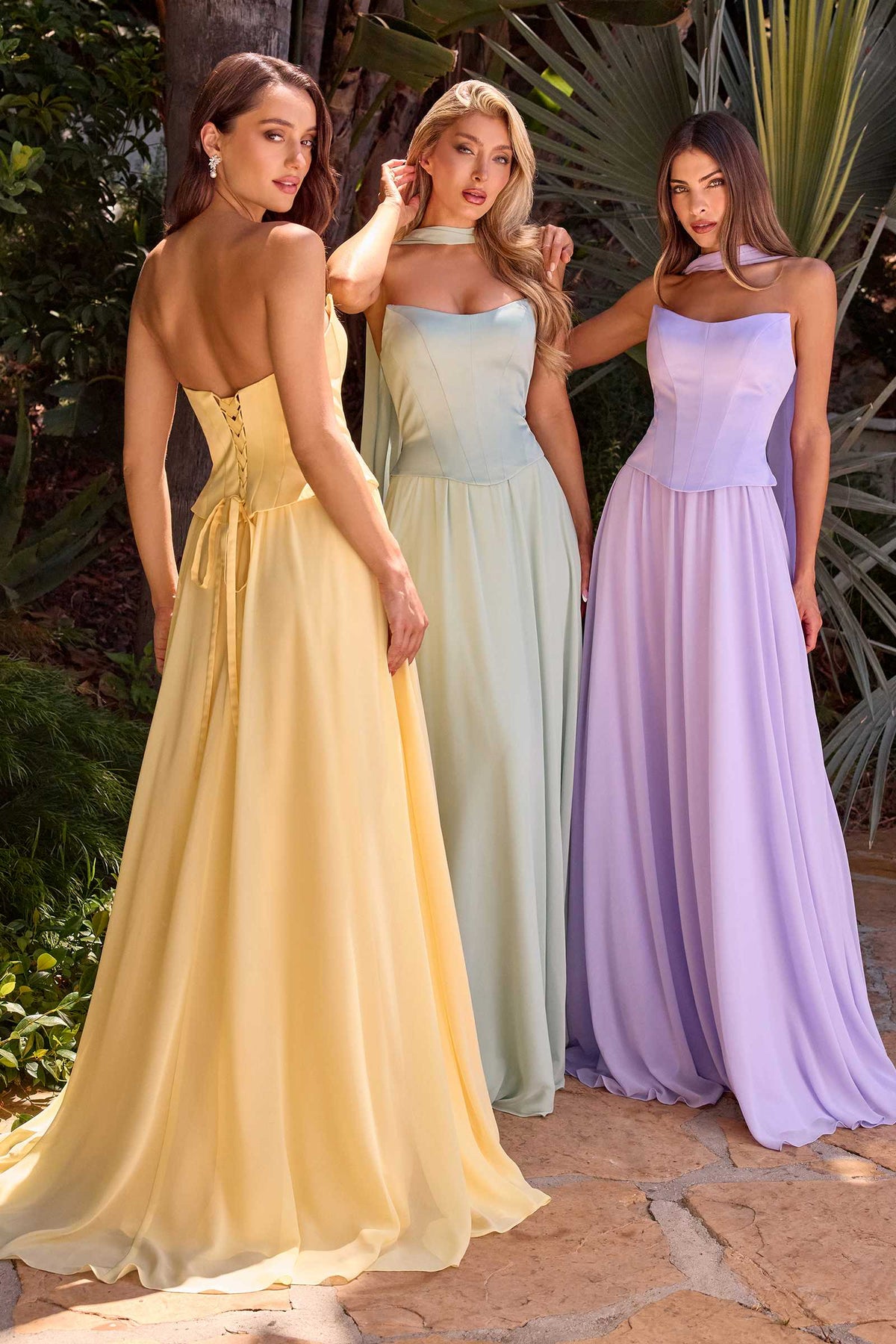 Strapless Curved Neckline Boned Bodice A-line Gown