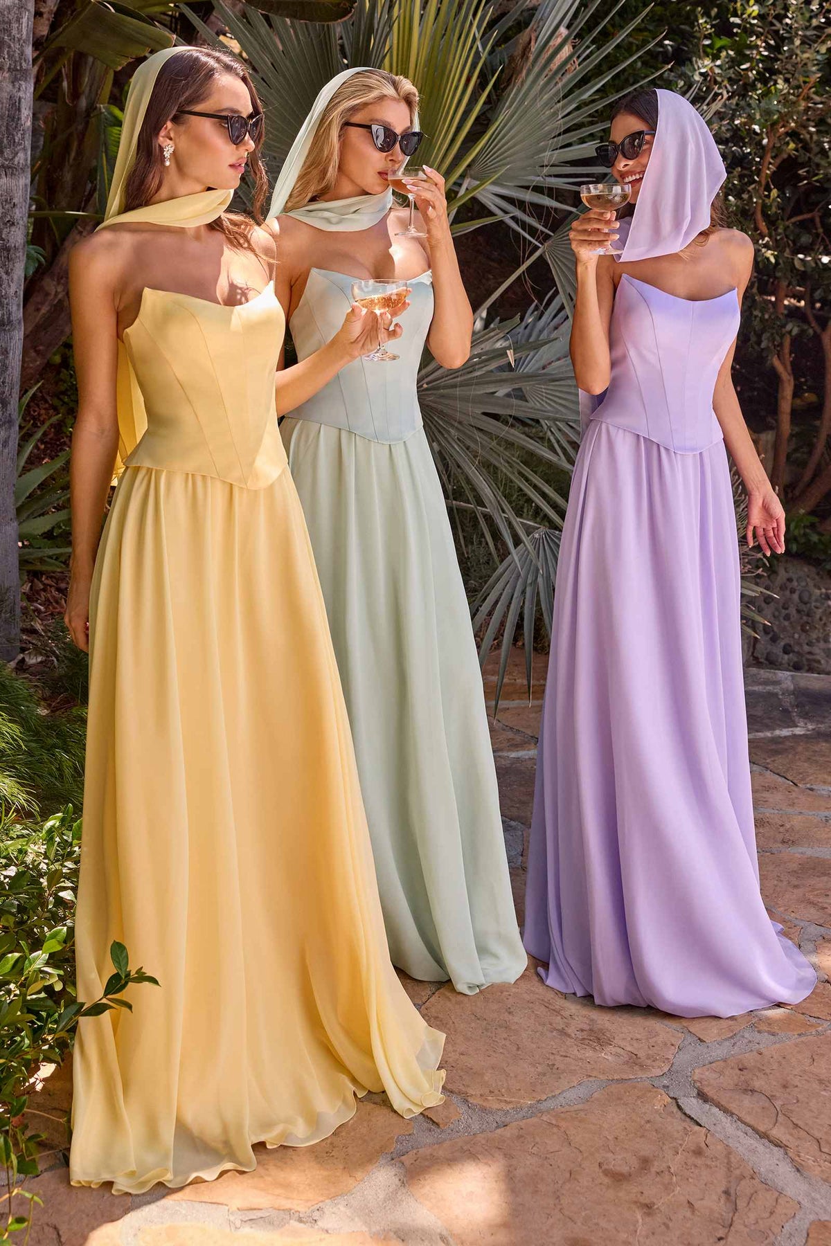 Strapless Curved Neckline Boned Bodice A-line Gown