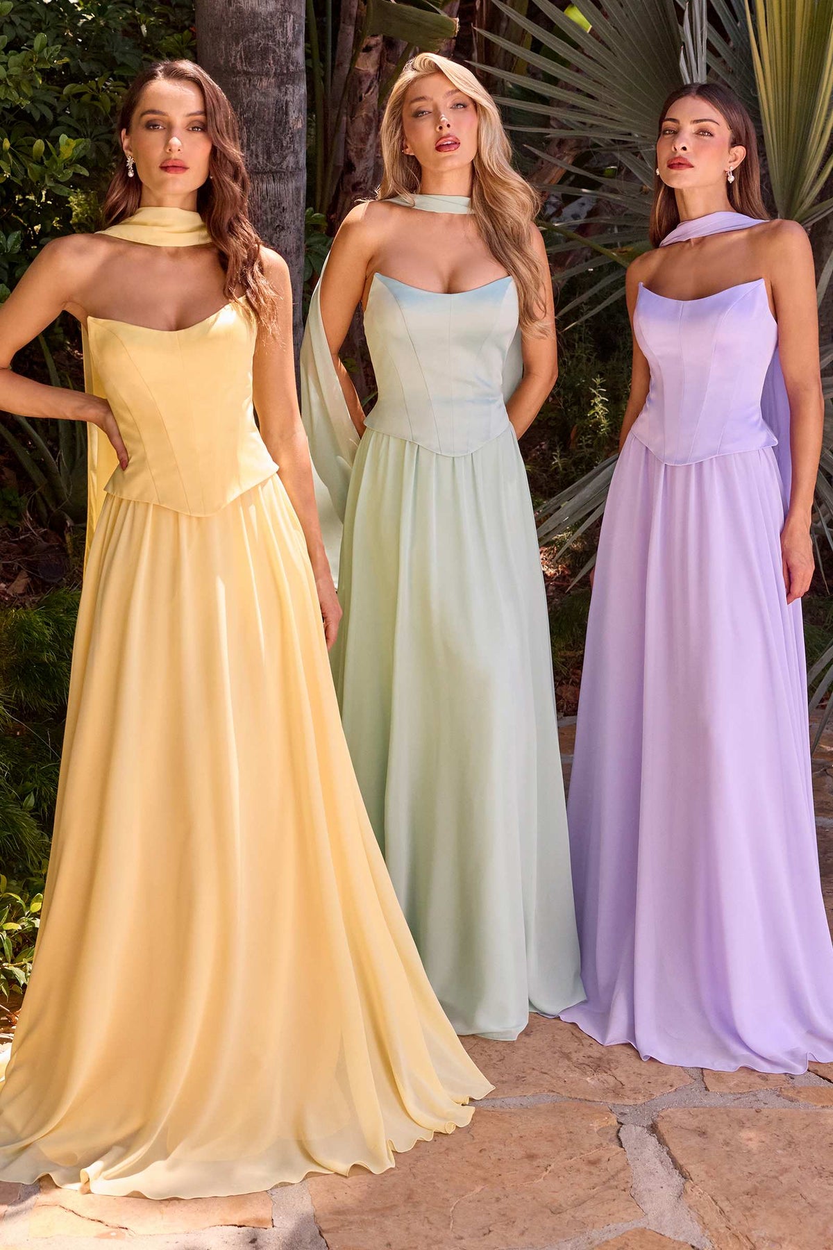 Strapless Curved Neckline Boned Bodice A-line Gown