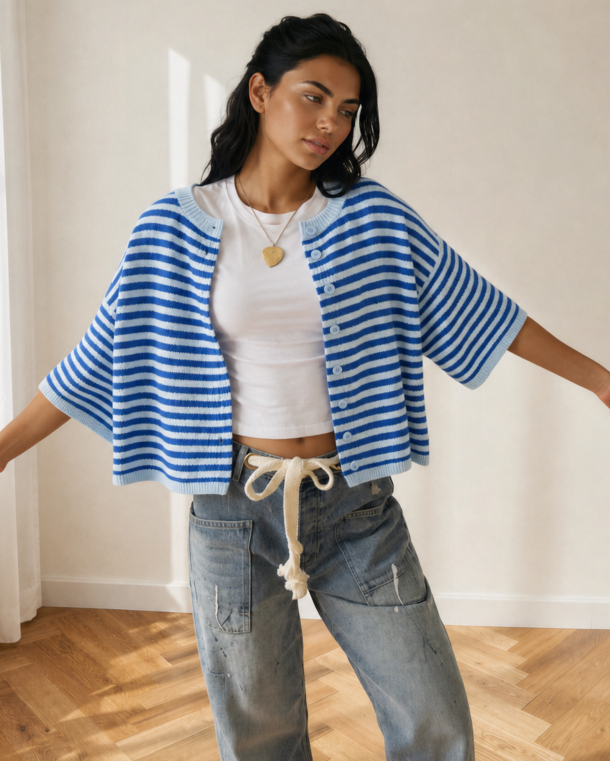 Freya Half Sleeve Knit Button Down Sweater Cardigan