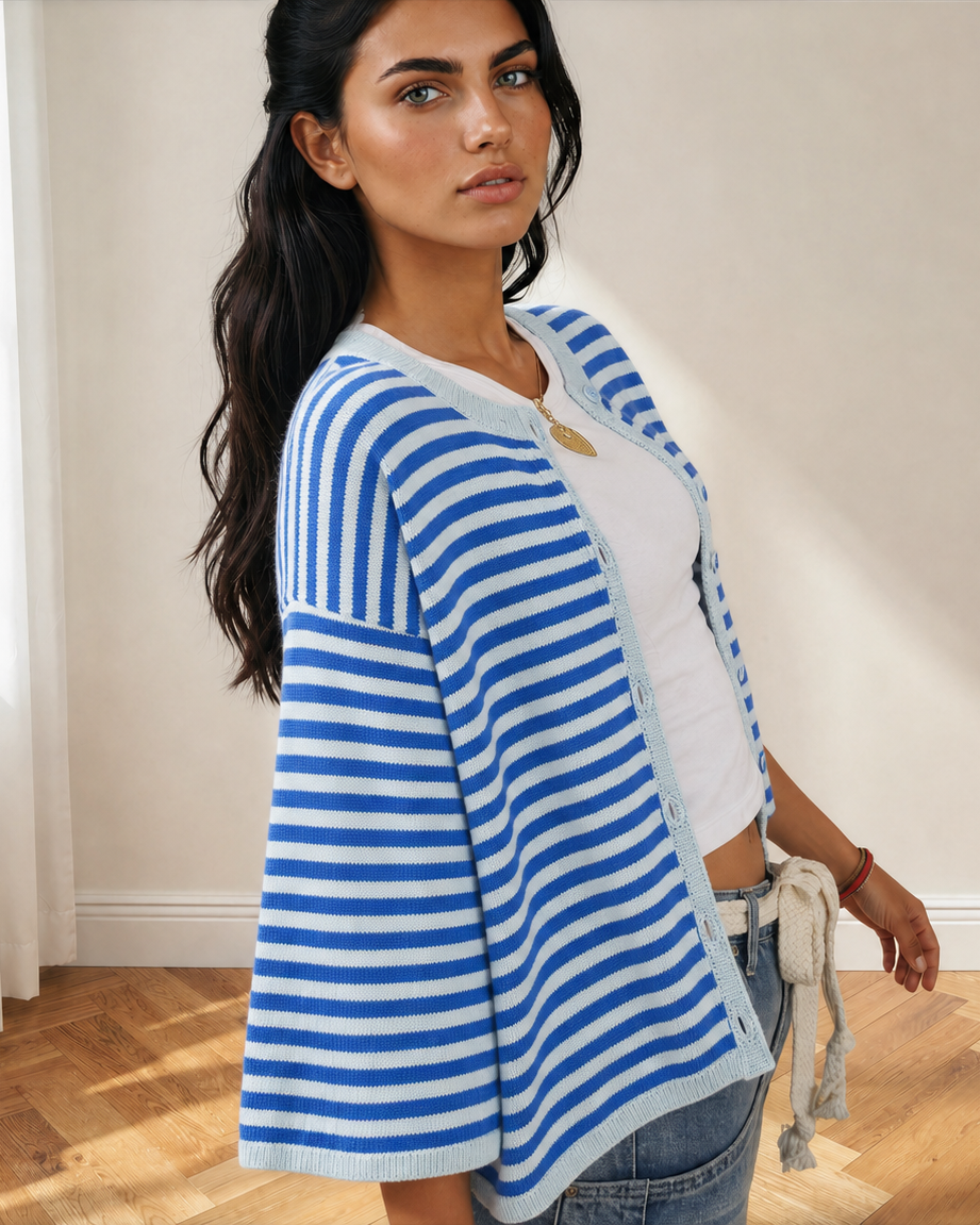 Freya Half Sleeve Knit Button Down Sweater Cardigan