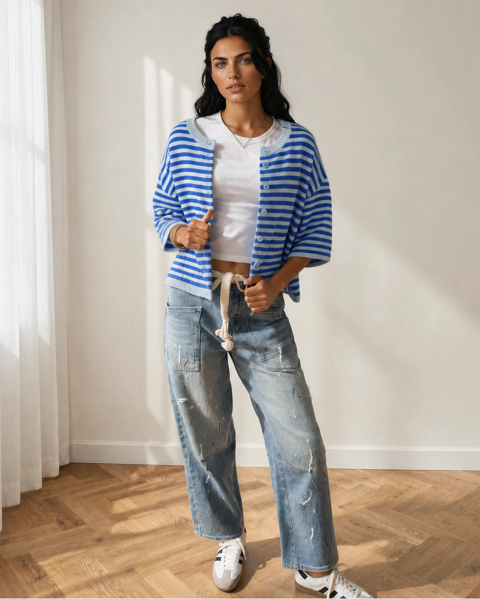 Freya Half Sleeve Knit Button Down Sweater Cardigan