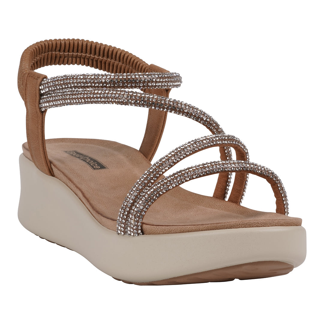 Emory Gold Embellished Wedge Sandals