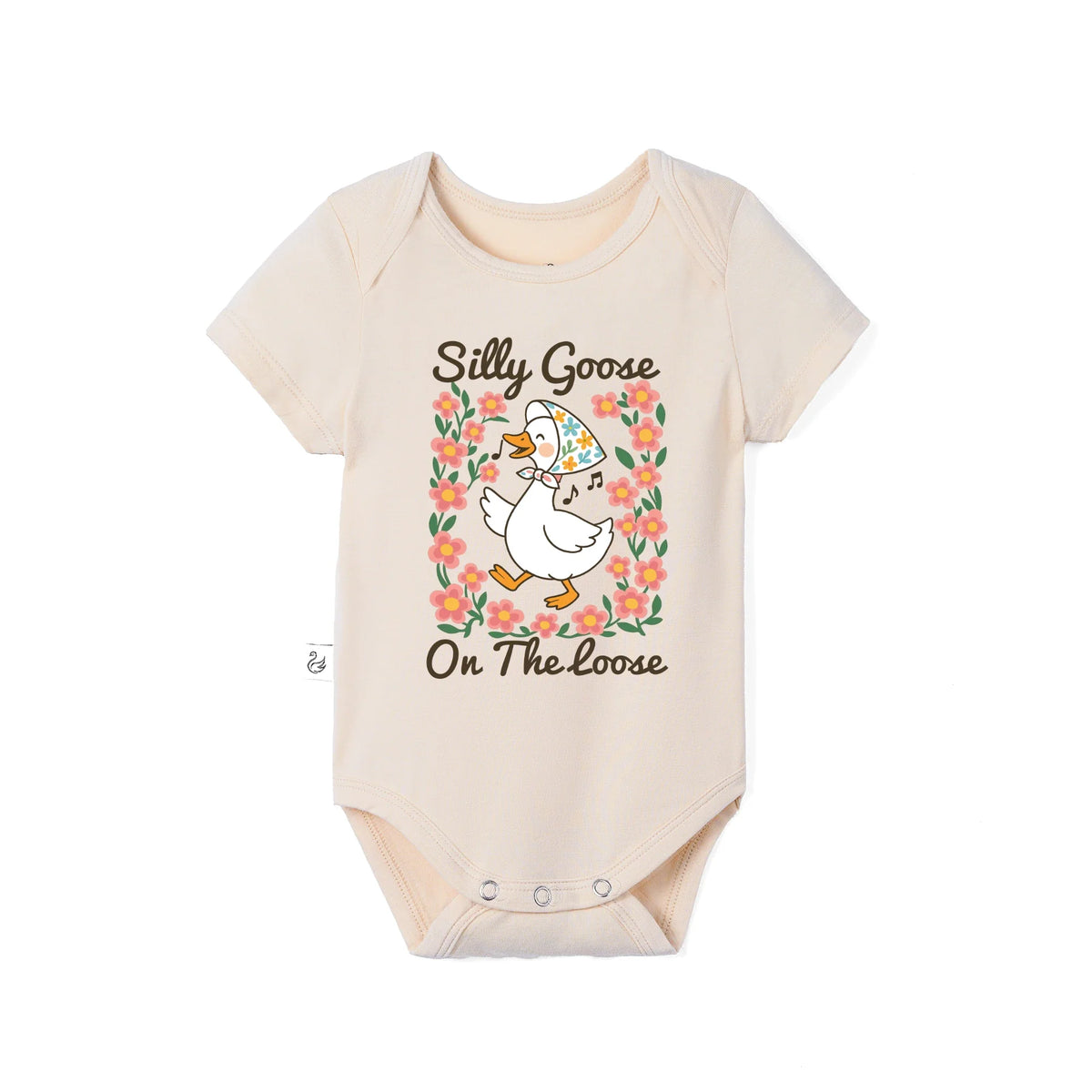 Floral 'Silly Goose' Bamboo Bodysuit in Cute & Soft Baby Onesie