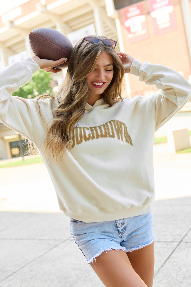 Touchdown Block Cream Graphic Hoodie