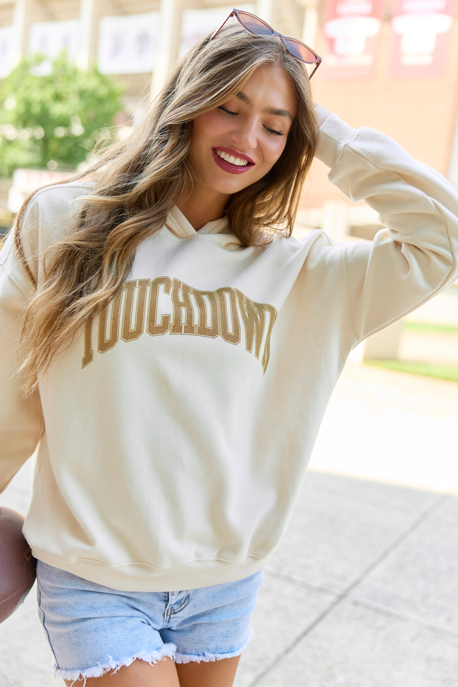 Touchdown Block Cream Graphic Hoodie