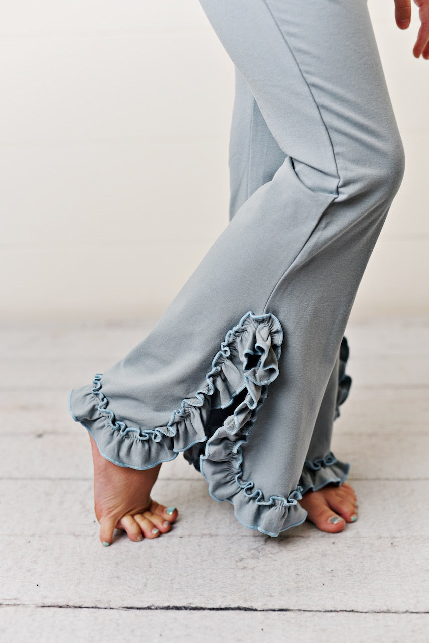 Gray Blue Hooded Set
