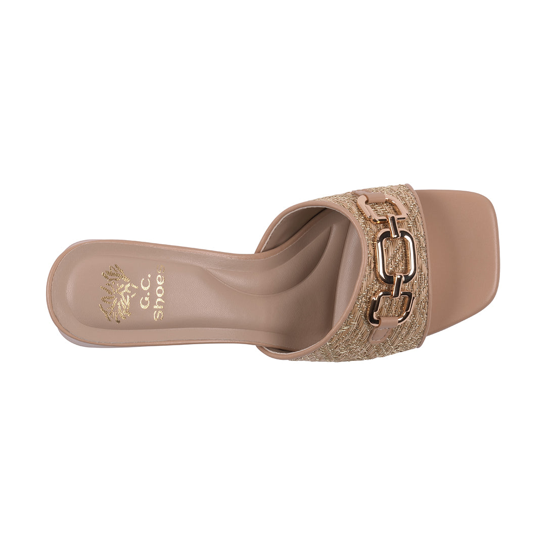 Wanda Nude Hardware Heeled Sandals