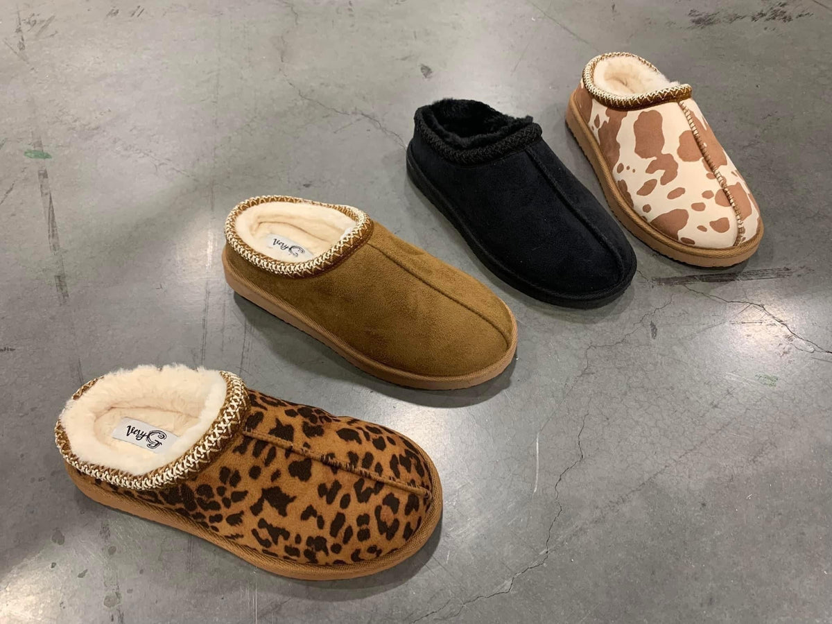 Cow Print Bruin Slippers | Cozy Women's Slip-On Slippers
