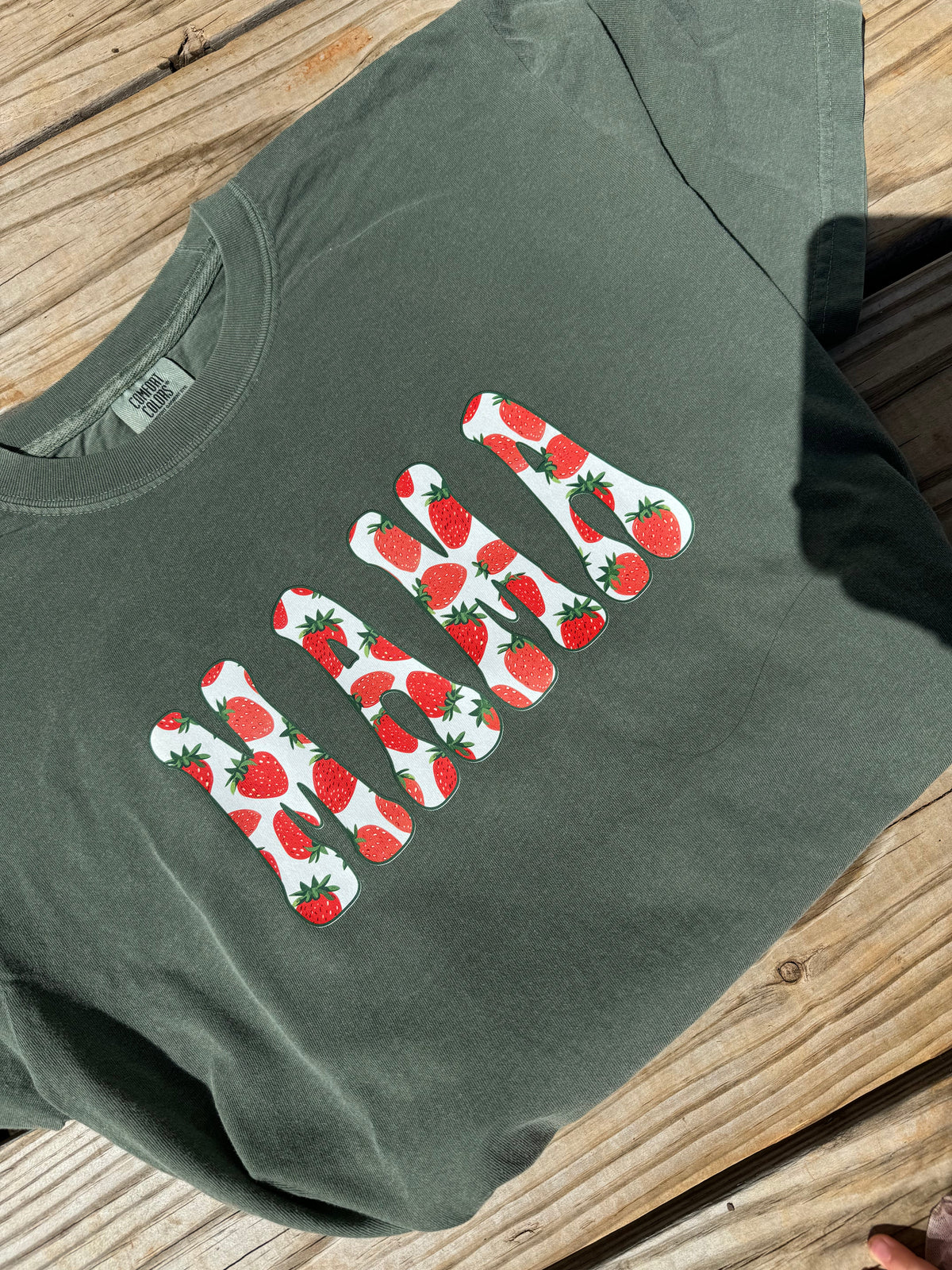 Strawberry Mama Comfort Colors Tee — Moss