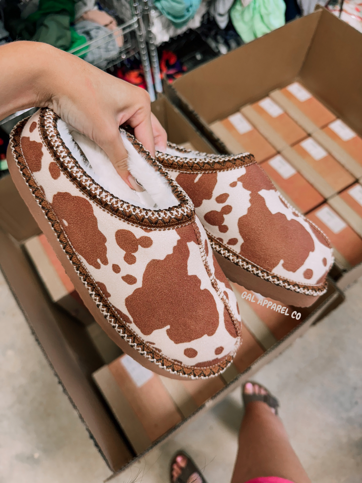 Cow Print Bruin Slippers | Cozy Women's Slip-On Slippers