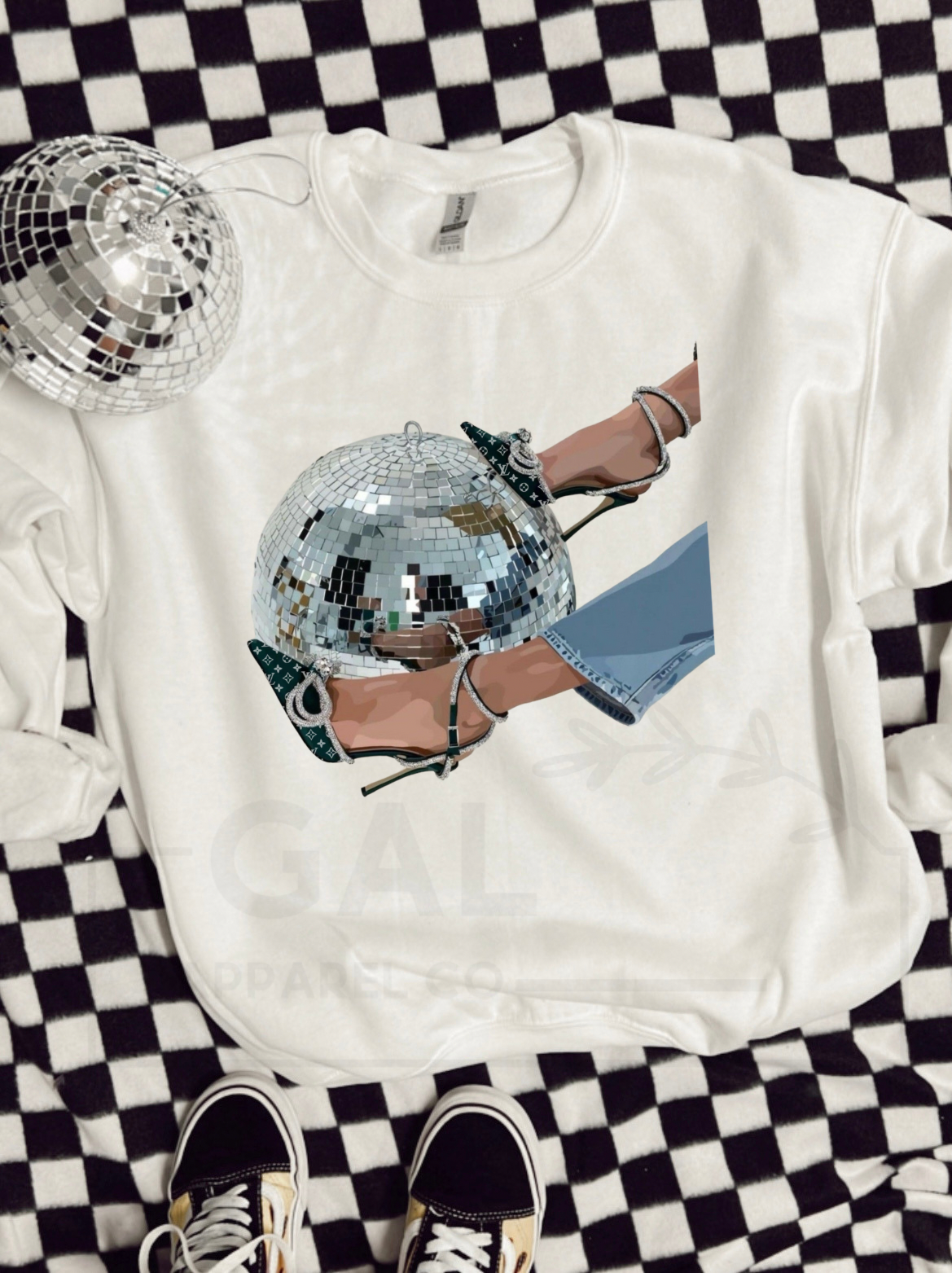 Disco Ball Designer Heel Graphic Tee or Sweatshirt
