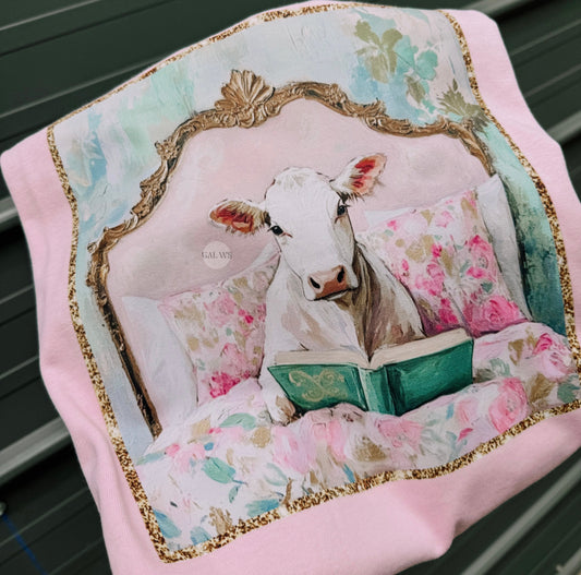 Cow floral bed tee or sweatshirt