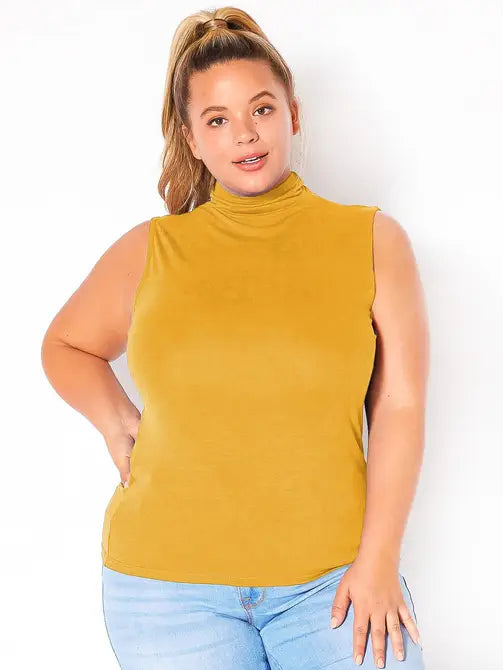 Bellatrix Plus Size Women's Sleeveless Turtle Neck Top