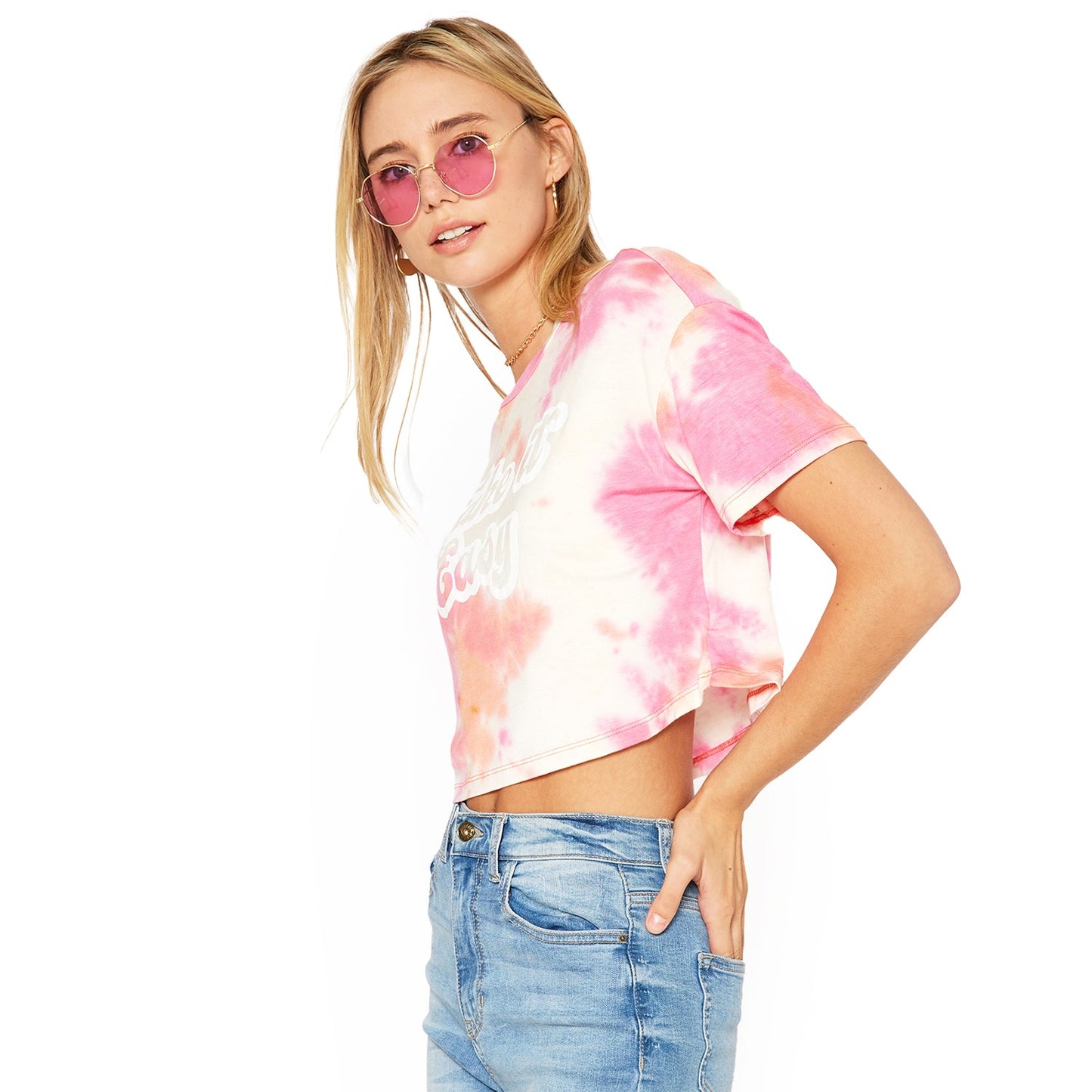 Women's "Take it Easy" Printed Crop Top