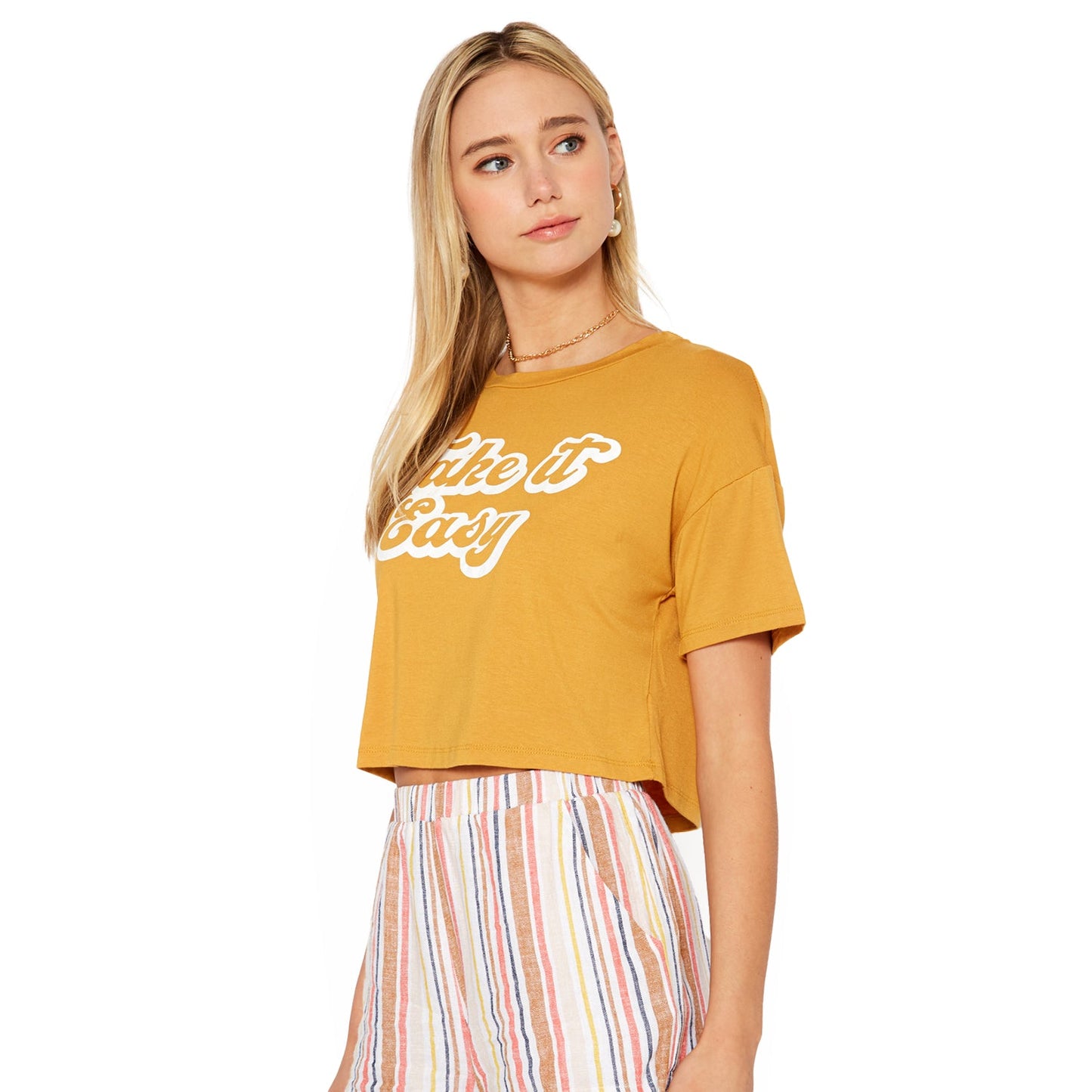 Women's "Take it Easy" Printed Crop Top